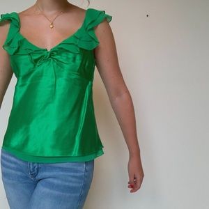 BCBG Green Silk Top